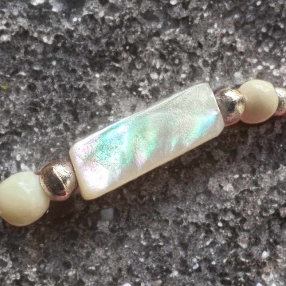 Vintage Mother of pearl and Japanese carved wood Necklace